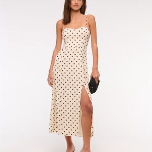 Abercrombie & Fitch Cream Midi Dress with Polka Dots